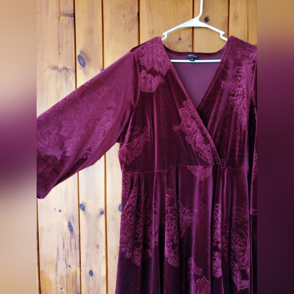 Burgundy Velvet Torrid Dress - Picture 2 of 3